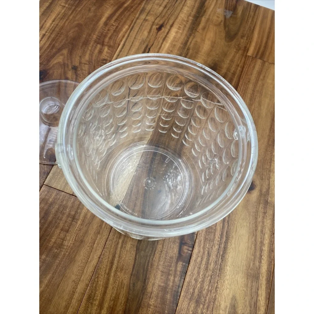 Vintage Ice Bucket With Lid Acrylic Mid Century Lucite Clear Circles 1990 US